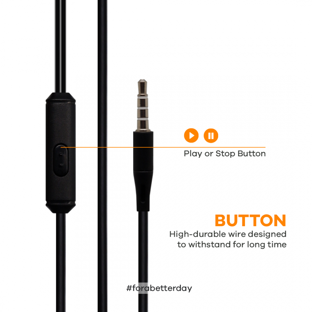 Headset JETE Foxy Series Play or stop button