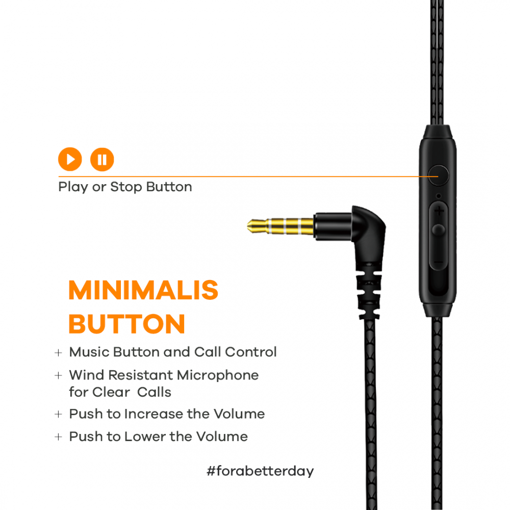 Earphone Kabel JETE HX5 Series Terbaik with play and stop button