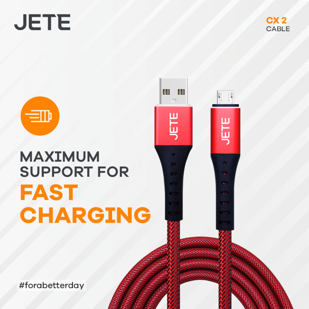 Kabel Data Type C/Micro JETE CX2 2.4A Fast Charging