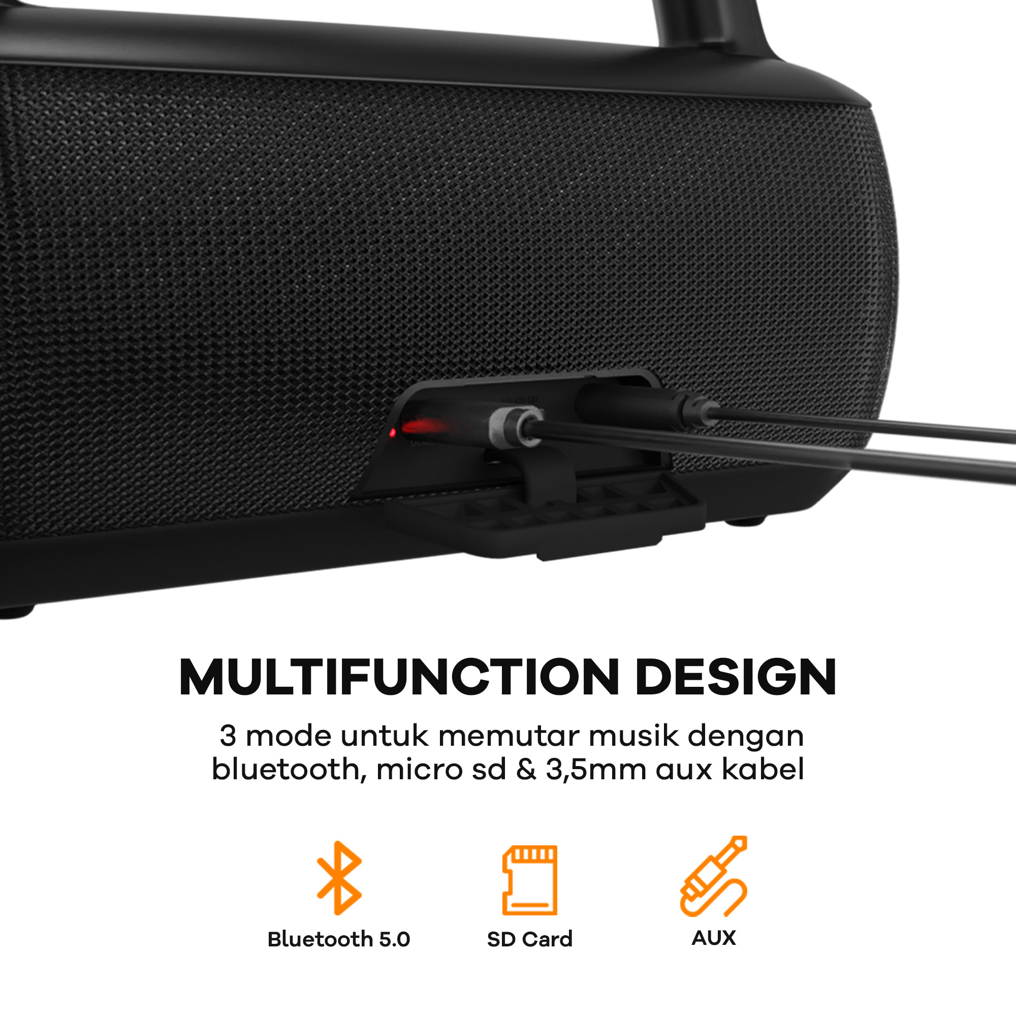 JETE S8 Series Speaker Portable Bluetooth Multifunction Design, SD card dan kabel AUX