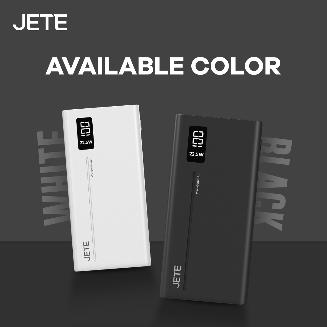 Powerbank JETE C11 Series tersedia dua pilihan warna yaitu putih dan hitam