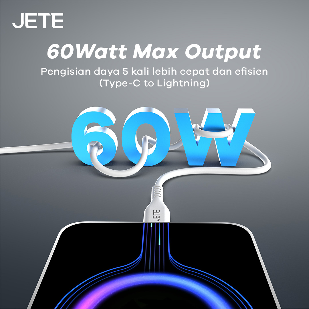 Kabel Data iPhone JETE CXM1 Series: 60 Watt Max Output