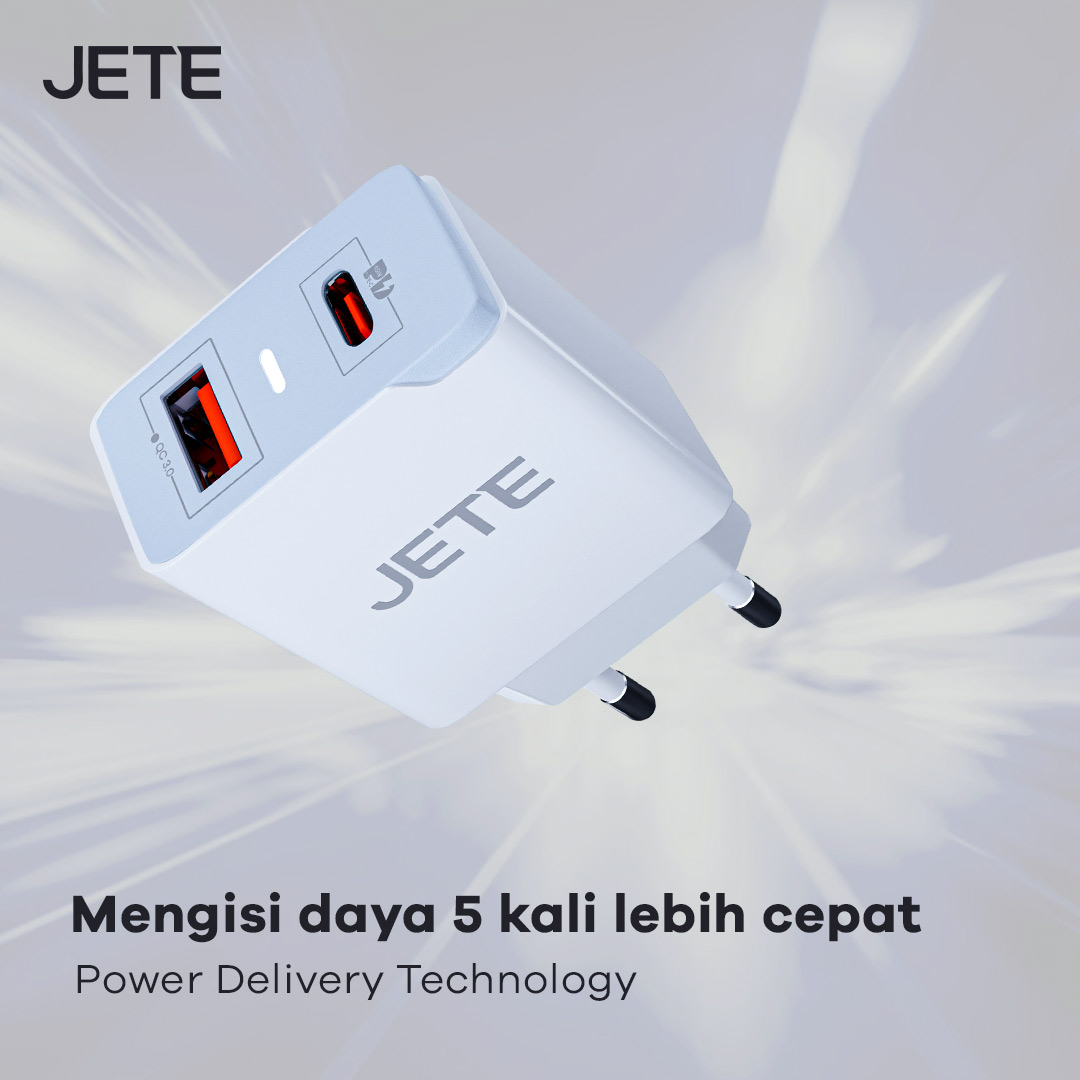 JETE E2 Series Travel Fast Charger 22.5W dapat mengisi daya 5x lebih cepat