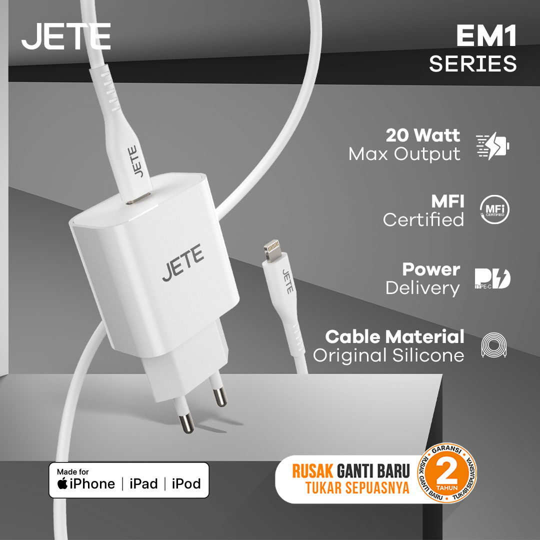 JETE EM1 Series Charger iPhone dengan MFI Certification