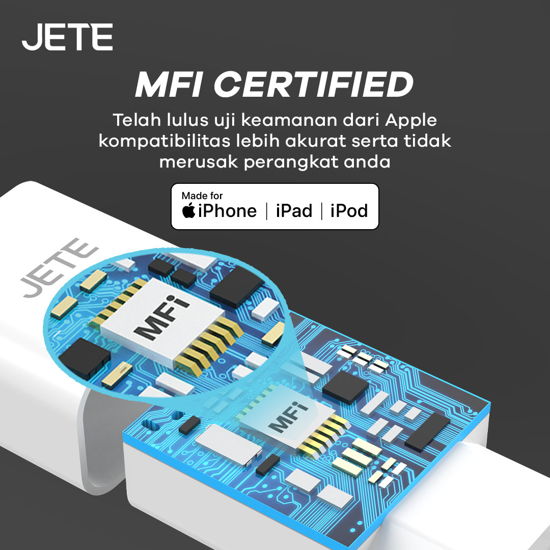 JETE EM1 Series Charger iPhone dengan MFI Certification