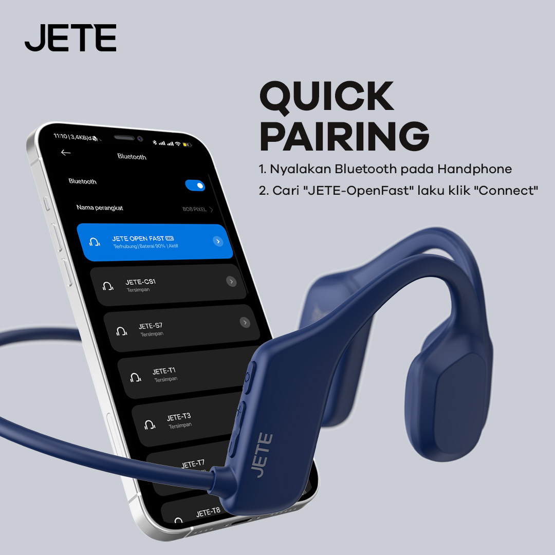 Headset Bluetooth JETE OpenFast Quick Pairing