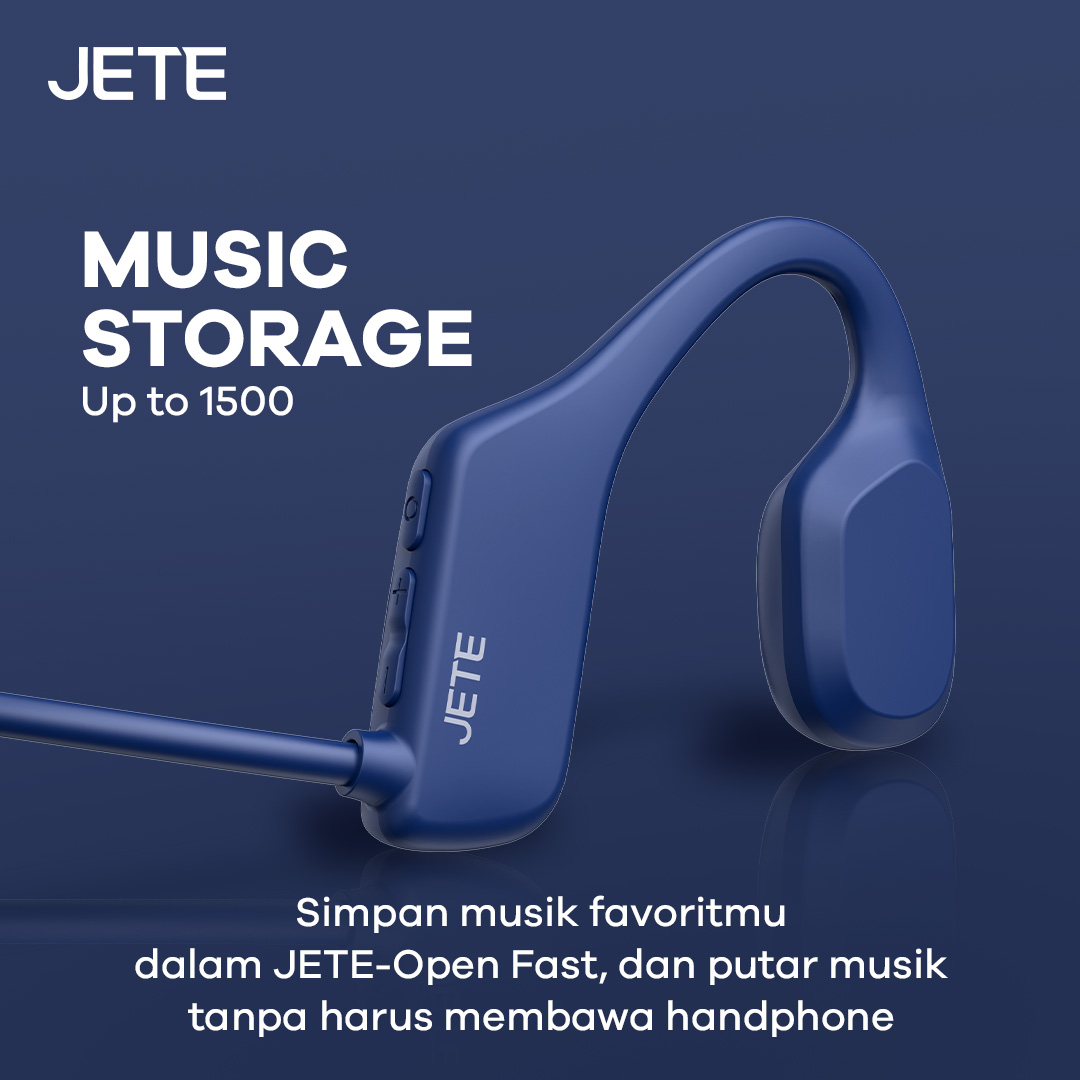 JETE OPENFAST Bone Conduction Headphones dengan music storage hingga 1500