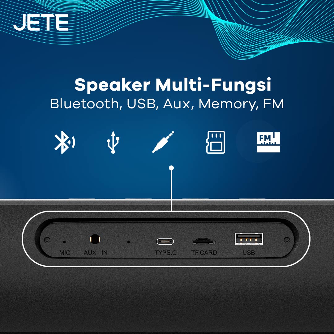 JETE S5 Pro Speaker Soundbar Bluetooth Multi fungsi, Bluetooth, kabel AUX, Micro SD, Flashdisk, FM Radio