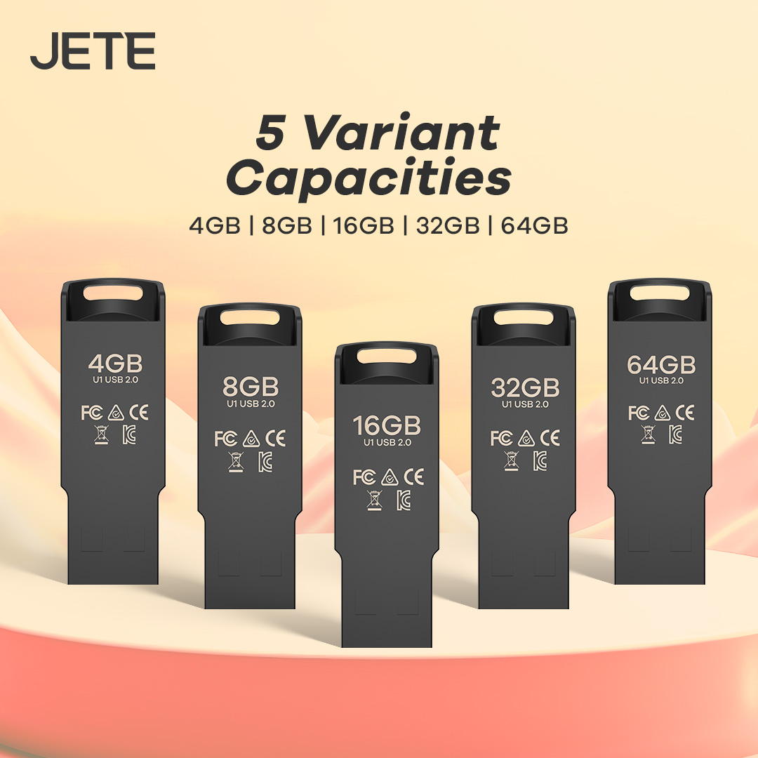 Flashdisk JETE U1 punya banyak kapasitas variant dari 4GB, 8GB, 16GB, 32GB, 64GB